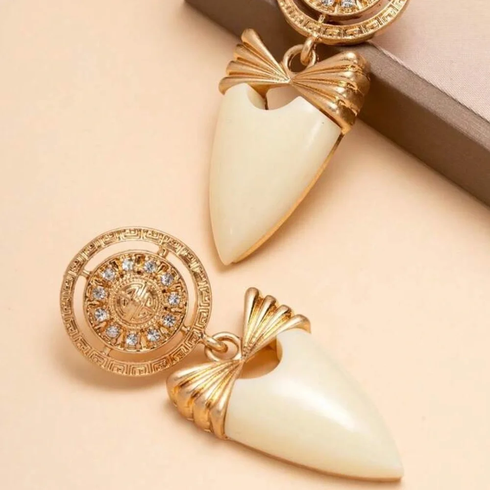 Sculptural Ivory Tusk Drop Earrings